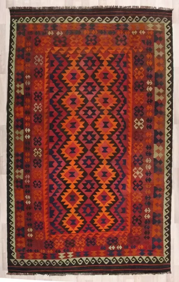 Zargar Rugs Kelim vloerkleed 196x320 Kelim tapijt Oosters vloerkleed 100% wol Handgeweven