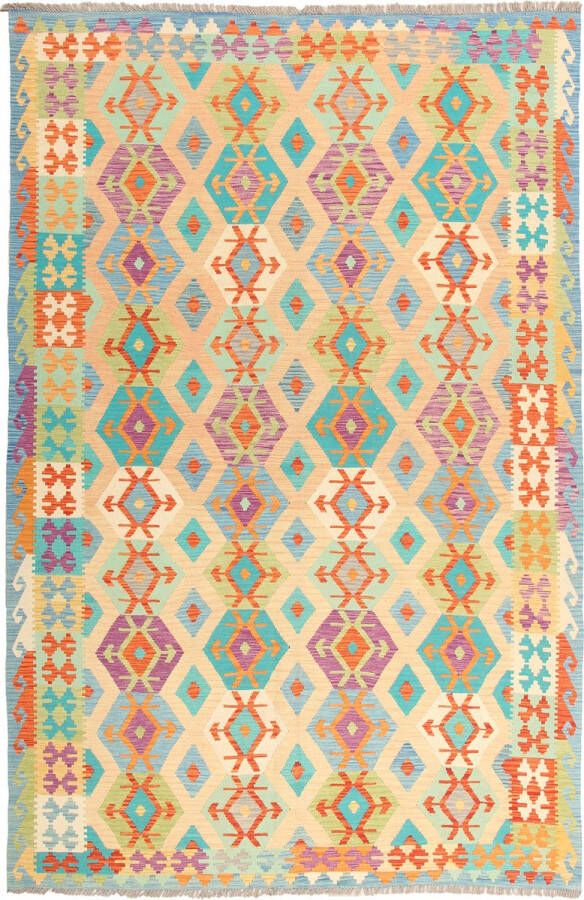 Zargar Rugs Kelim vloerkleed 197x296 Kelim tapijt Oosters vloerkleed 100% wol Handgeweven