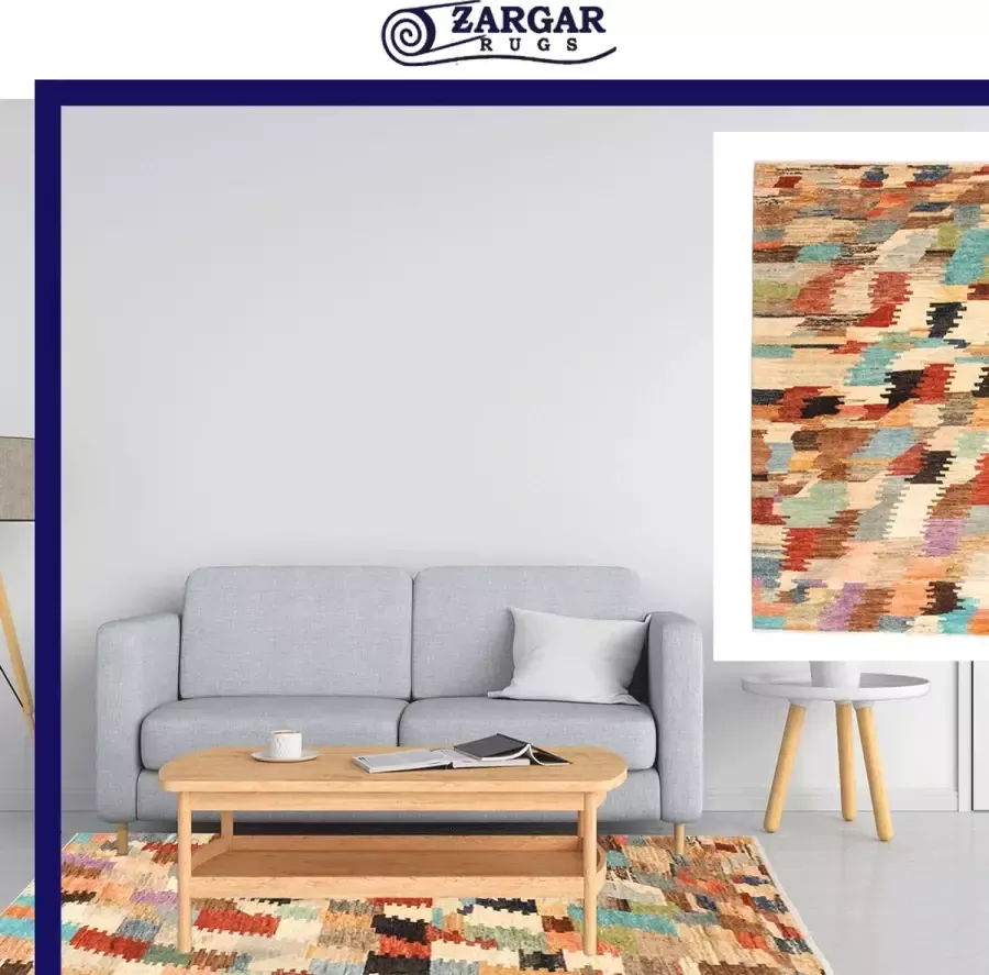 Zargar Rugs Kelim vloerkleed 198x247 Kelim tapijt Oosters vloerkleed 100% wol Handgeweven