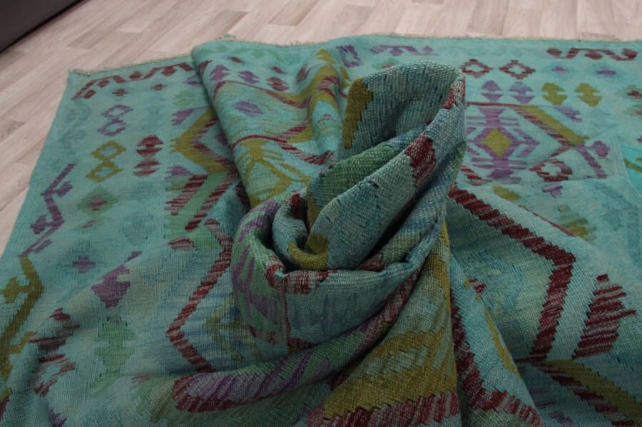 Zargar Rugs Kelim vloerkleed 198x251 Kelim tapijt Oosters vloerkleed 100% wol Handgeweven