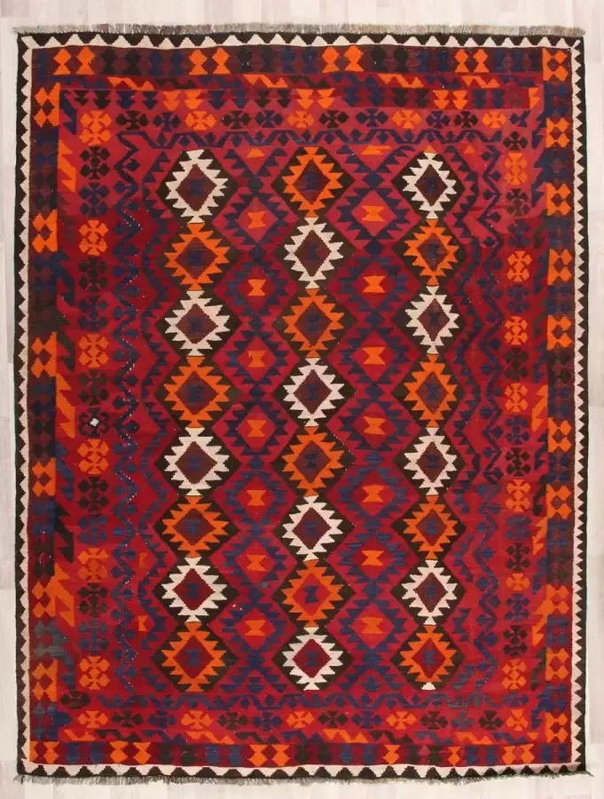 Zargar Rugs Kelim vloerkleed 198x264 Kelim tapijt Oosters vloerkleed 100% wol Handgeweven