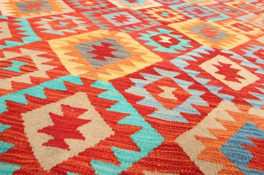 Zargar Rugs Kelim vloerkleed 198x292 Kelim tapijt Oosters vloerkleed 100% wol Handgeweven