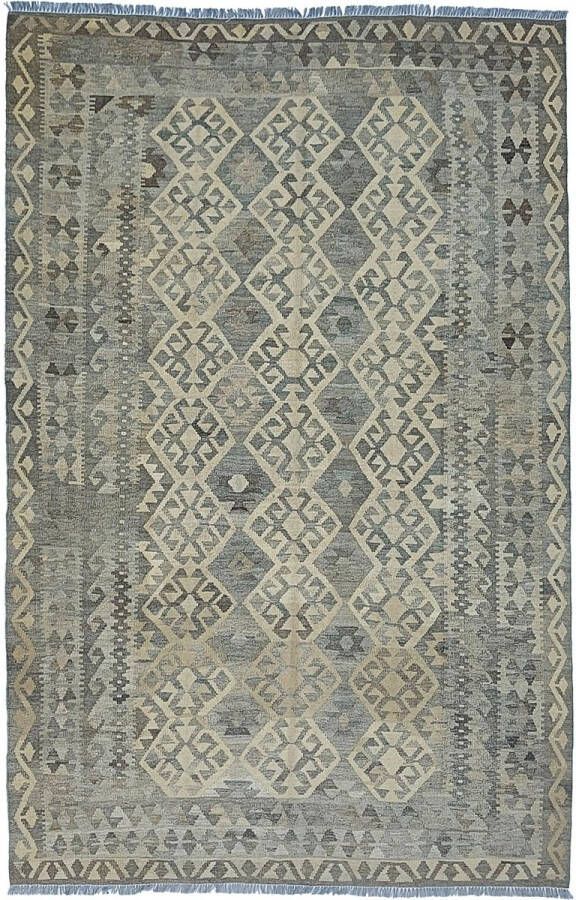 Zargar Rugs Kelim vloerkleed 198x293 Kelim tapijt Oosters vloerkleed 100% wol Handgeweven