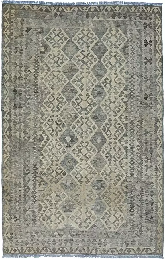 Zargar Rugs Kelim vloerkleed 198x293 Kelim tapijt Oosters vloerkleed 100% wol Handgeweven