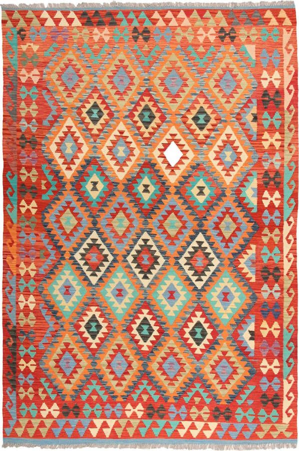 Zargar Rugs Kelim vloerkleed 199x294 Kelim tapijt Oosters vloerkleed 100% wol Handgeweven