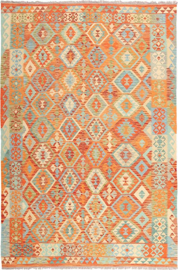 Zargar Rugs Kelim vloerkleed 199x295 Kelim tapijt Oosters vloerkleed 100% wol Handgeweven