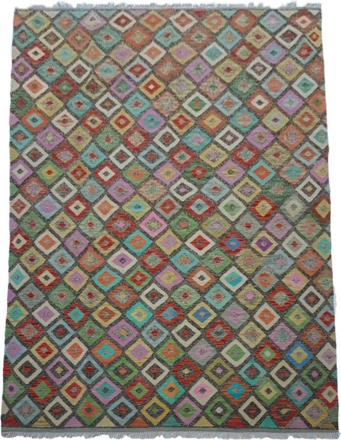 Zargar Rugs Kelim vloerkleed 199x299 Kelim tapijt Oosters vloerkleed 100% wol Handgeweven