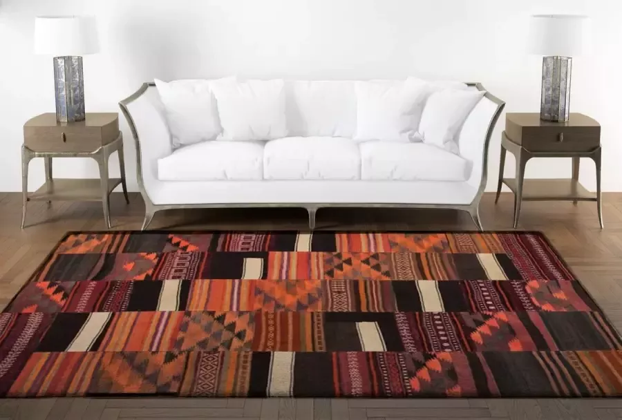 Zargar Rugs Kelim vloerkleed 199x299 Kelim tapijt Oosters vloerkleed 100% wol Handgeweven