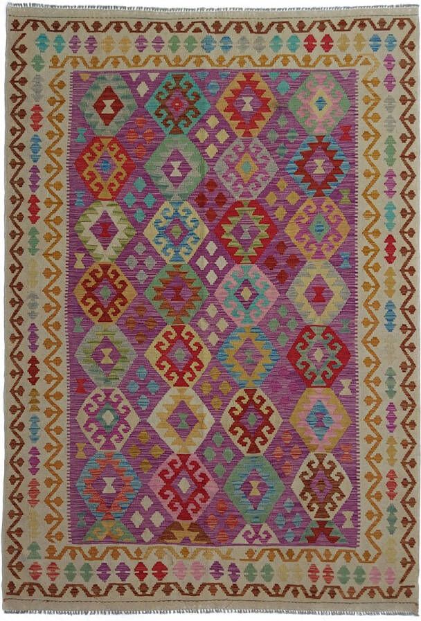 Zargar Rugs Kelim vloerkleed 200x290 Kelim tapijt Oosters vloerkleed 100% wol Handgeweven