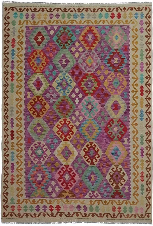 Zargar Rugs Kelim vloerkleed 200x290 Kelim tapijt Oosters vloerkleed 100% wol Handgeweven