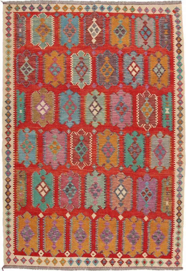 Zargar Rugs Kelim vloerkleed 200x296 Kelim tapijt Oosters vloerkleed 100% wol Handgeweven