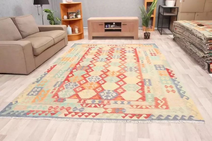 Zargar Rugs Kelim vloerkleed 201x288 Kelim tapijt Oosters vloerkleed 100% wol Handgeweven