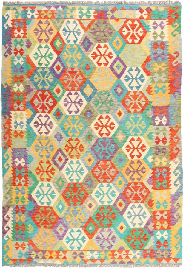 Zargar Rugs Kelim vloerkleed 201x290 Kelim tapijt Oosters vloerkleed 100% wol Handgeweven