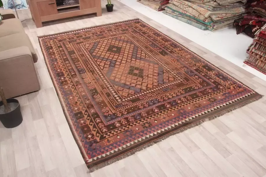 Zargar Rugs Kelim vloerkleed 201x293 Kelim tapijt Oosters vloerkleed 100% wol Handgeweven