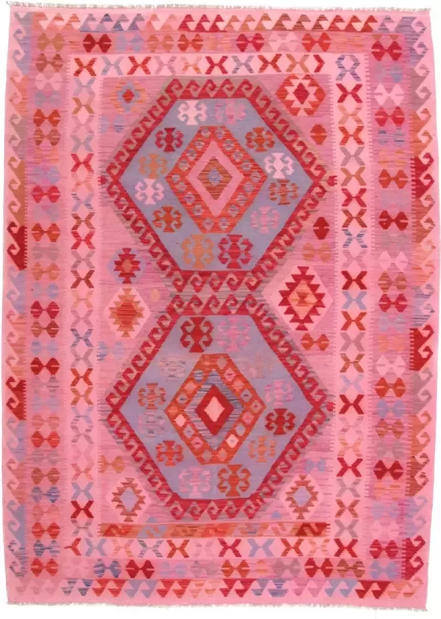 Zargar Rugs Kelim vloerkleed 201x294 Kelim tapijt Oosters vloerkleed 100% wol Handgeweven