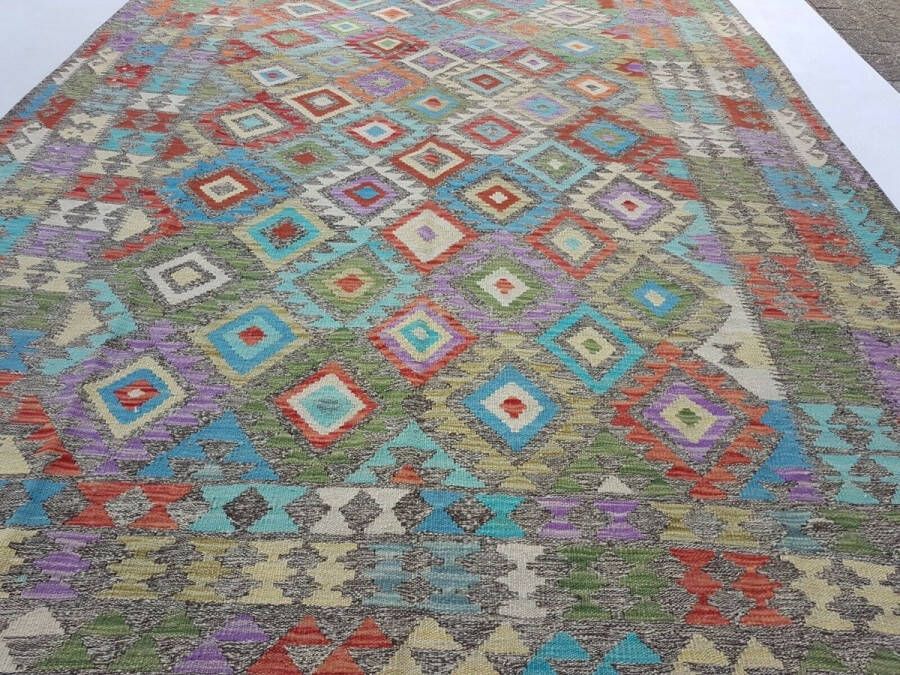 Zargar Rugs Kelim vloerkleed 201x295 Kelim tapijt Oosters vloerkleed 100% wol Handgeweven