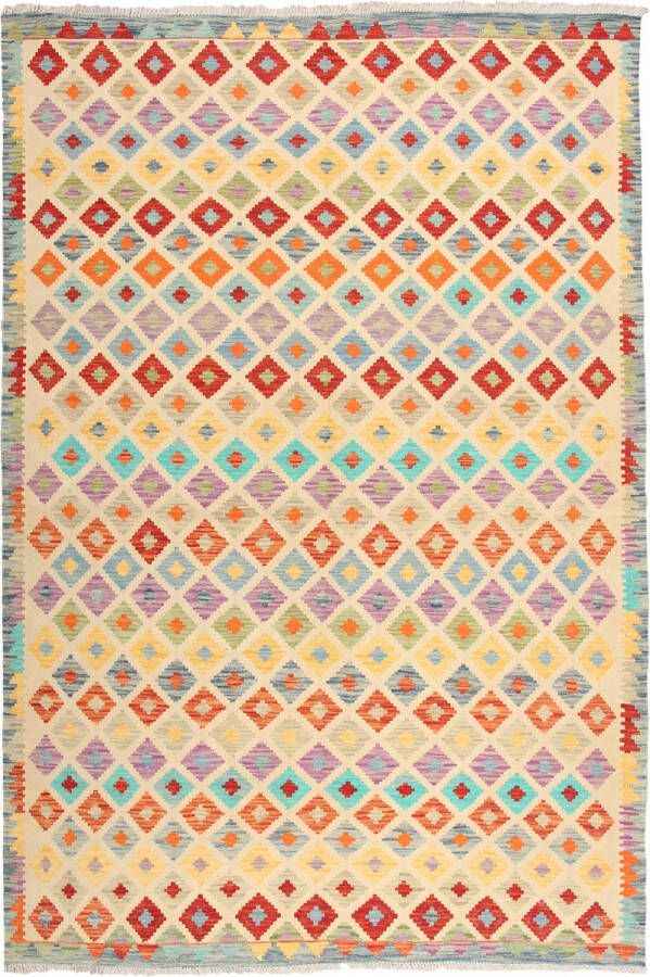 Zargar Rugs Kelim vloerkleed 201x296 Kelim tapijt Oosters vloerkleed 100% wol Handgeweven