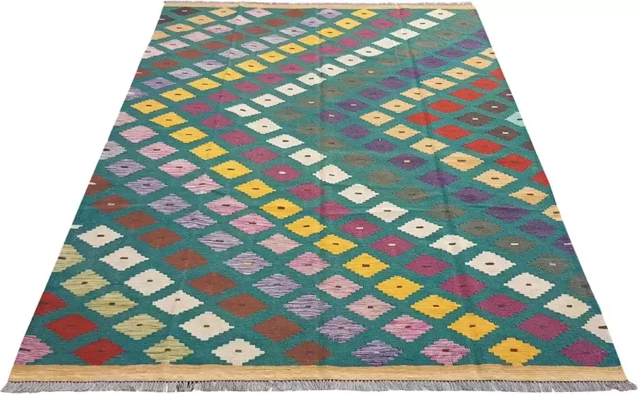 Zargar Rugs Kelim vloerkleed 201x297 Kelim tapijt Oosters vloerkleed 100% wol Handgeweven