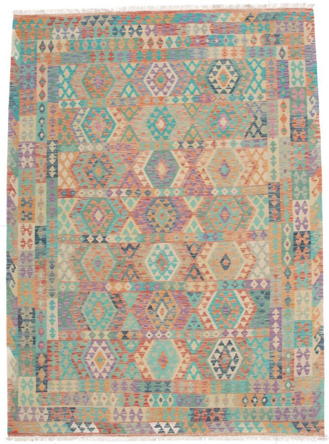 Zargar Rugs Kelim vloerkleed 202x295 Kelim tapijt Oosters vloerkleed 100% wol Handgeweven