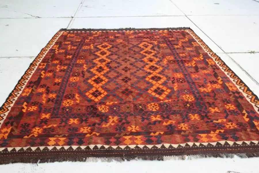 Zargar Rugs Kelim vloerkleed 203x294 Kelim tapijt Oosters vloerkleed 100% wol Handgeweven