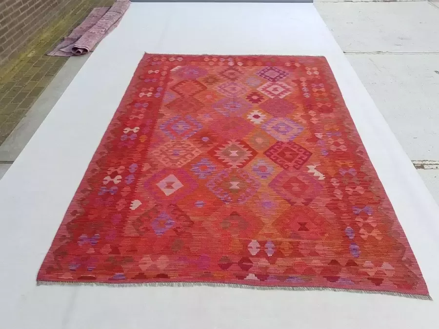 Zargar Rugs Kelim vloerkleed 204x290 Kelim tapijt Oosters vloerkleed 100% wol Handgeweven