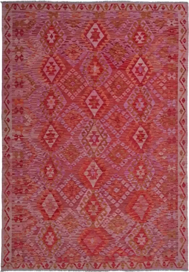 Zargar Rugs Kelim vloerkleed 204x294 Kelim tapijt Oosters vloerkleed 100% wol Handgeweven