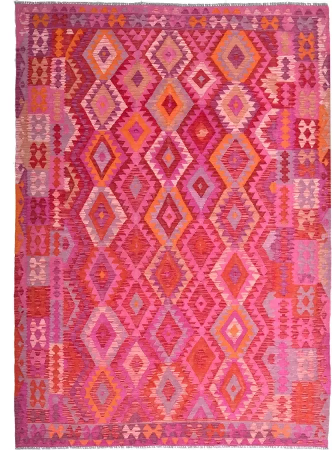 Zargar Rugs Kelim vloerkleed 205x297 Kelim tapijt Oosters vloerkleed 100% wol Handgeweven