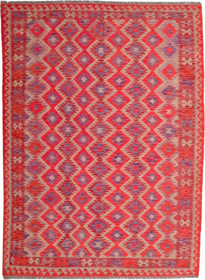 Zargar Rugs Kelim vloerkleed 206x289 Kelim tapijt Oosters vloerkleed 100% wol Handgeweven