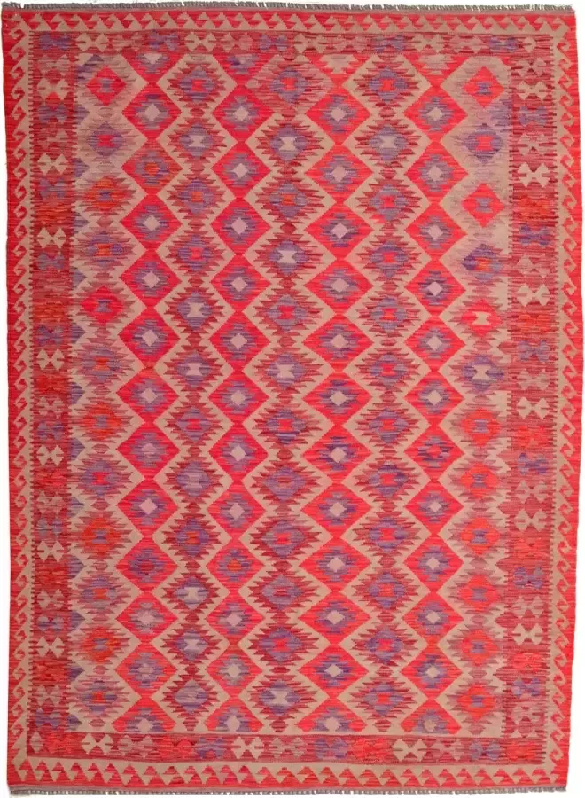 Zargar Rugs Kelim vloerkleed 206x289 Kelim tapijt Oosters vloerkleed 100% wol Handgeweven