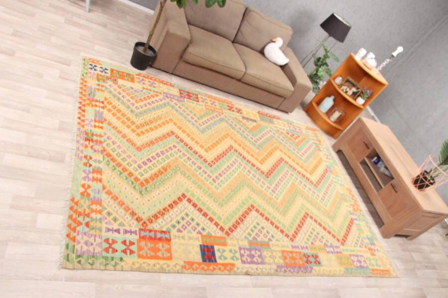 Zargar Rugs Kelim vloerkleed 206x298 Kelim tapijt Oosters vloerkleed 100% wol Handgeweven