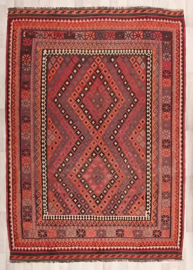 Zargar Rugs Kelim vloerkleed 208x290 Kelim tapijt Oosters vloerkleed 100% wol Handgeweven