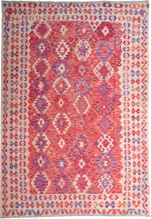 Zargar Rugs Kelim vloerkleed 208x292 Kelim tapijt Oosters vloerkleed 100% wol Handgeweven