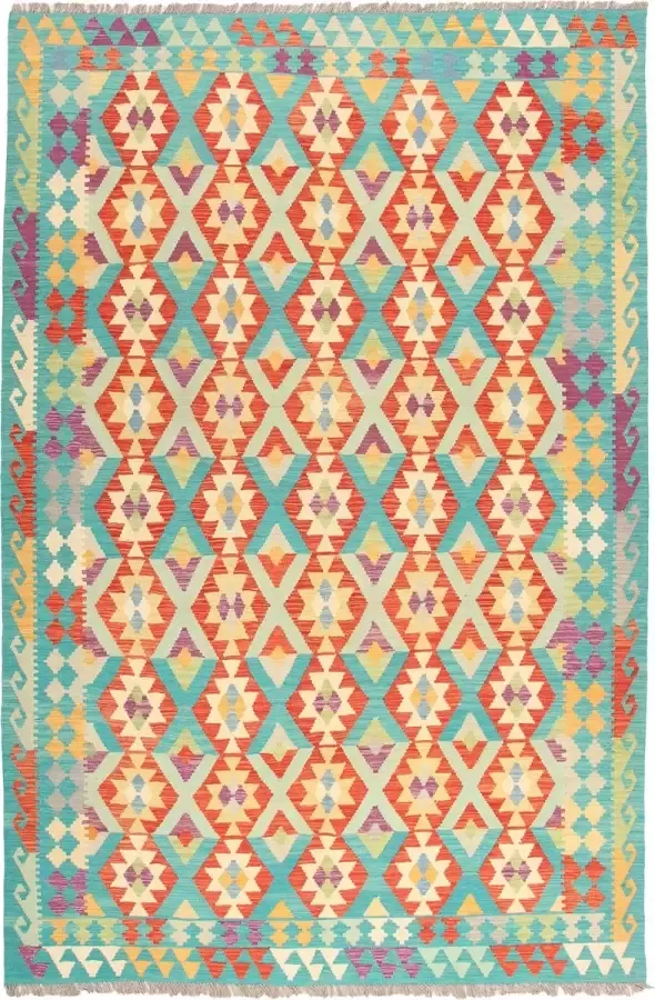 Zargar Rugs Kelim vloerkleed 209x293 Kelim tapijt Oosters vloerkleed 100% wol Handgeweven