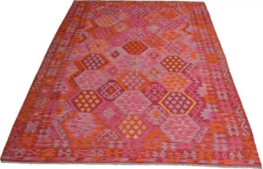 Zargar Rugs Kelim vloerkleed 210x290 Kelim tapijt Oosters vloerkleed 100% wol Handgeweven