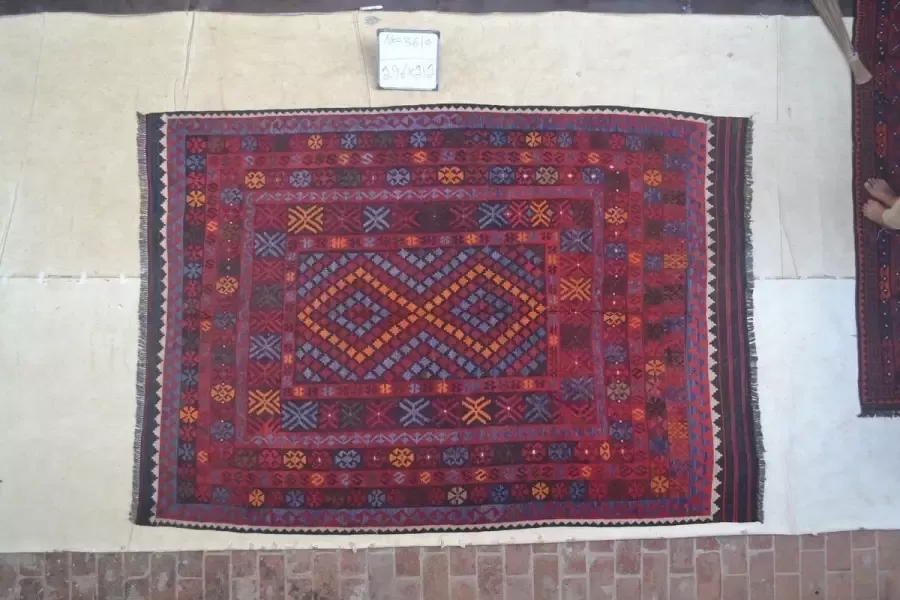 Zargar Rugs Kelim vloerkleed 212x296 Kelim tapijt Oosters vloerkleed 100% wol Handgeweven