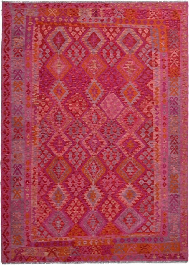 Zargar Rugs Kelim vloerkleed 214x290 Kelim tapijt Oosters vloerkleed 100% wol Handgeweven