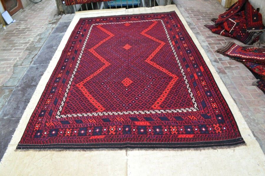 Zargar Rugs Kelim vloerkleed 250x397 Kelim tapijt Oosters vloerkleed 100% wol Handgeweven