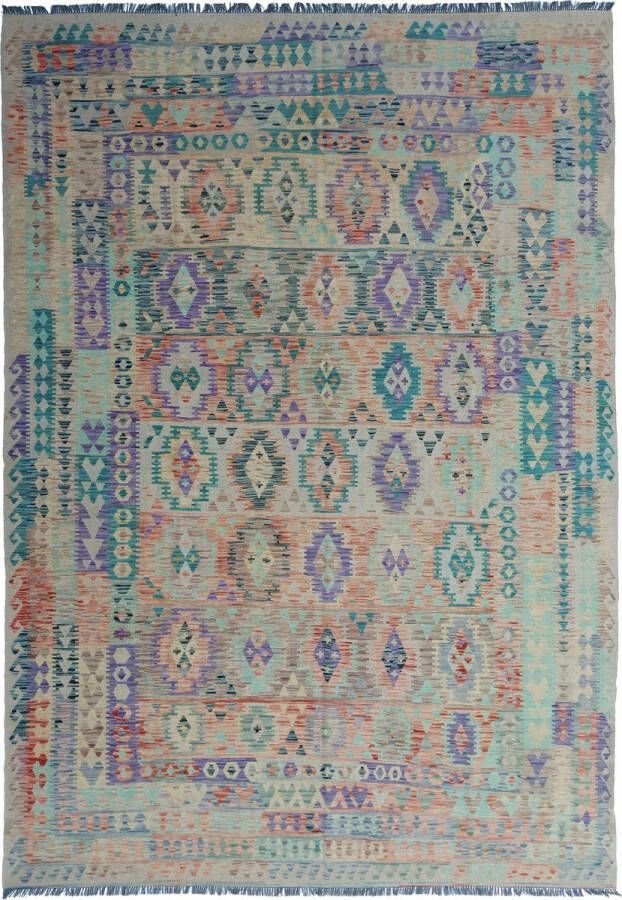 Zargar Rugs Kelim vloerkleed 270x367 Kelim tapijt Oosters vloerkleed 100% wol Handgeweven