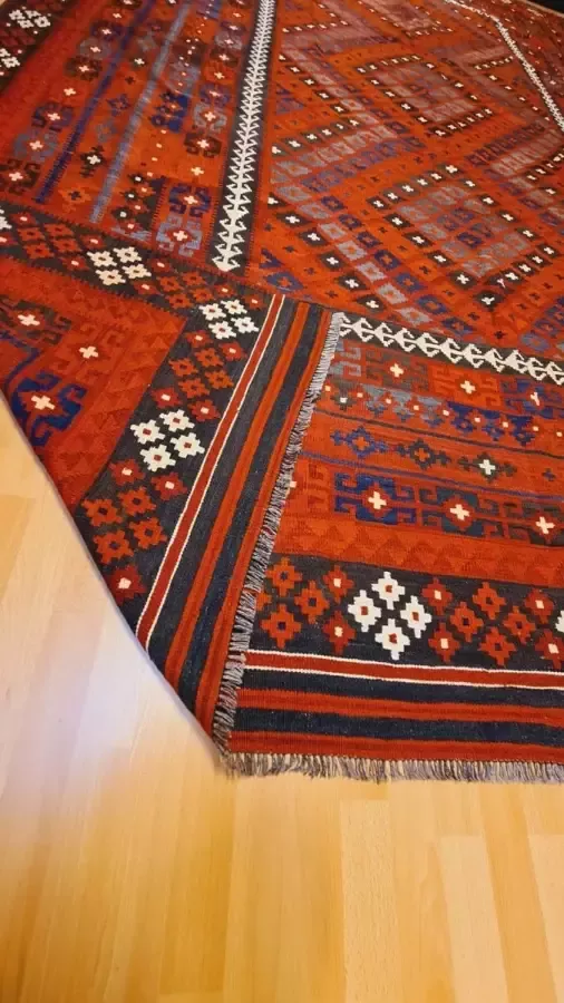 Zargar Rugs Kelim vloerkleed 301x484 Kelim tapijt Oosters vloerkleed 100% wol Handgeweven