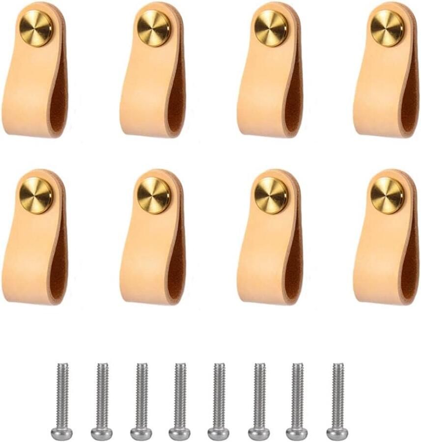 Zasiene Lederen Meubelgrepen Set van 8 Leren Knoppen voor Lades & Deuren