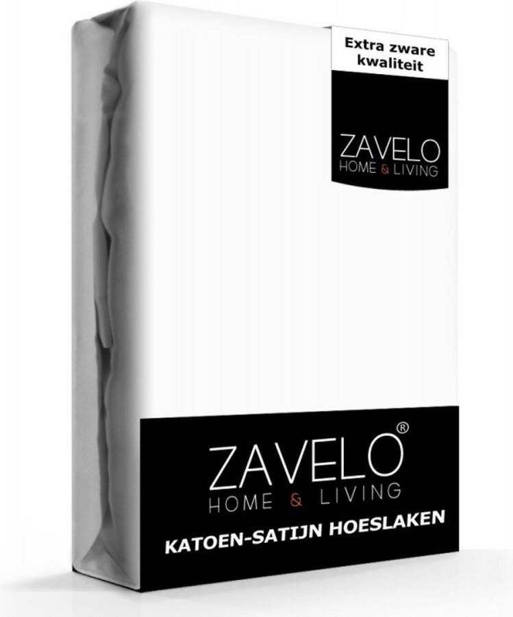 Zavelo Hoeslaken Katoen Satijn Wit Twijfelaar (120x200 cm) Soepel & Zijdezacht 100% Katoensatijn