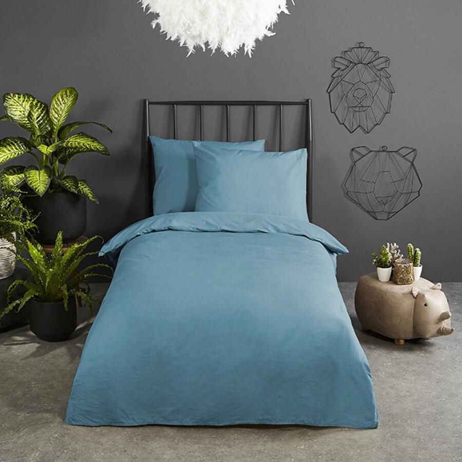 Zavelo Effen Dekbedovertrek Blauw – Ledikant & Junior-Ledikant (100 x 135 cm)