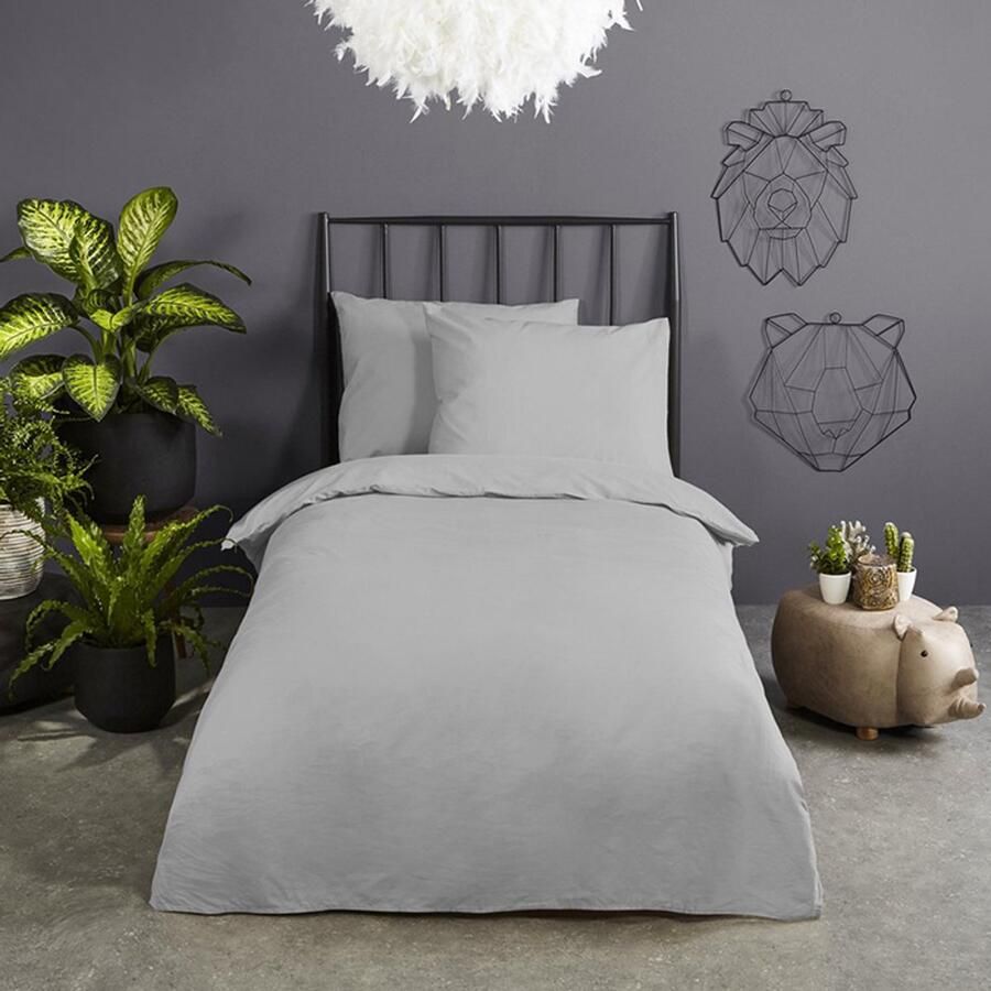 Zavelo Effen Dekbedovertrek Lichtgrijs – Ledikant 100 x 135 cm 100% Katoen-Ledikant (100 x 135 cm)