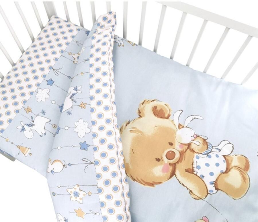 Zavelo Peuter Dekbedovertrek Knuffelbeer Blauw – Ledikant & Junior-Junior (120 x 150 cm)