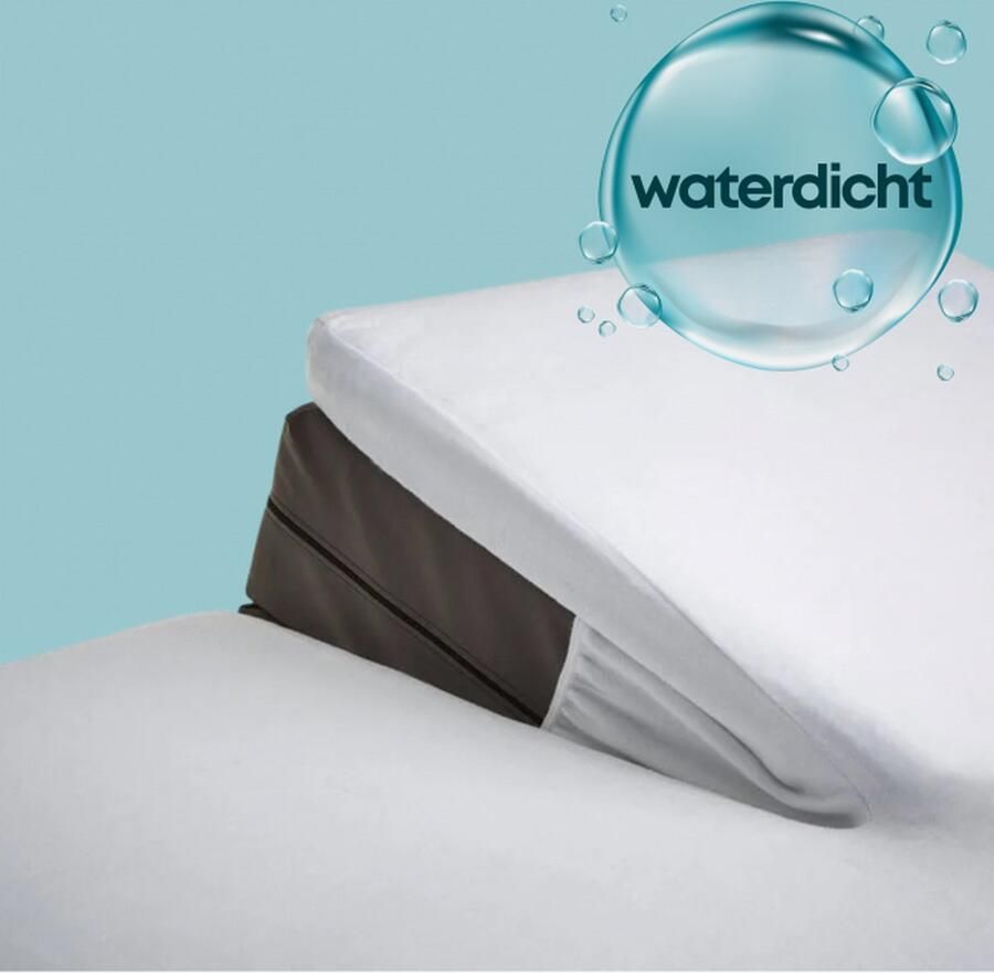 Zavelo Waterdichte Matrasbeschermer Splittopper Hoeslaken Badstof Lits-jumeaux (200x220 cm) Waterdichte Matras Beschermer voor Incontinentie Rondom Elastiek