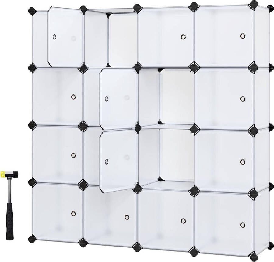 ZAZA Home 15 Cube Dıy Shelving System Kunststof Kast Met Deuren İn Modieuze Witte Stal En Eenvoudig Te Monteren Grendelloze Rekken - Foto 3