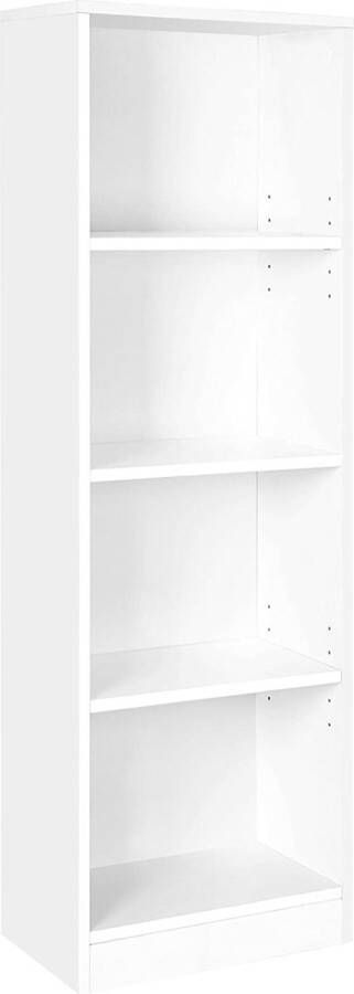 ZAZA Home VASAGLE Boekenkast staand met 4 vakken in hoogte verstelbare planken voor woonkamer studeerkamer kinderkamer kantoor als ruimteverdeler 40 x 24 x 121 5 cm wit LBC104W
