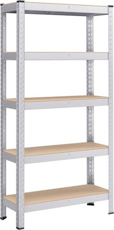 ZAZA Home 5-Laags Stelling Van Staal Boutloze Montage Zilver Ideaal Voor Garage Schuur