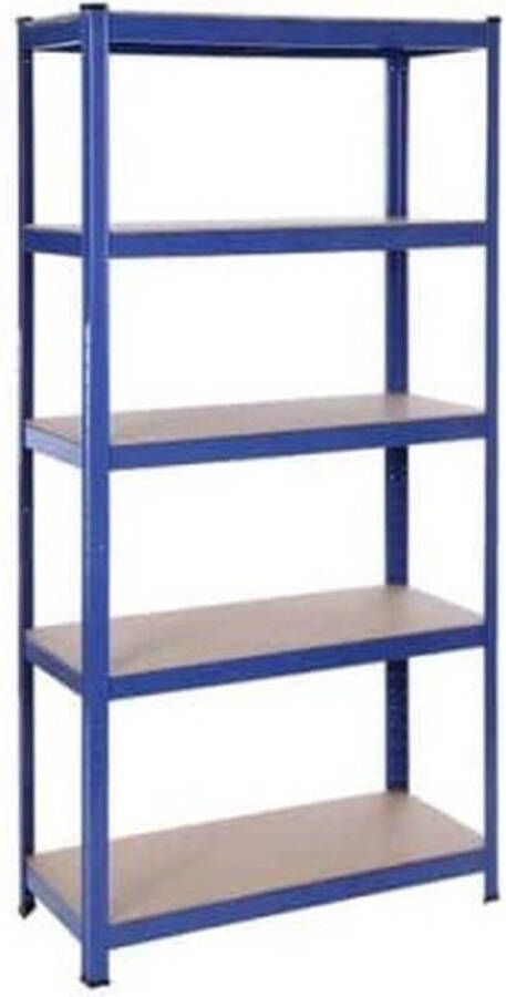 ZAZA Home 5-Laags Stellingkast Stalen Rekken Voor Opslag Gereedschapsvrije Montage Voor Garage Schuur Draagvermogen 650 Kg Blauw