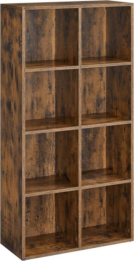 ZAZA Home 8 Cube boekenplank kubus opbergplank stand-alone kast eenheid voor kantoor woonkamer slaapkamer rustiek bruin